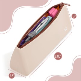 Mr. Pen- Silicone Pencil Case Pouch, Warm Beige, Aesthetic Triangular Design, Multipurpose, Aesthetic Pencil Case Small, Silicone Makeup Bag