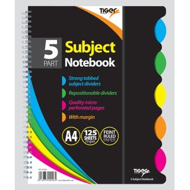 4 Square A4 Jumbo Spiral Project Book 5 Subject Twinwire 125 Sheets
