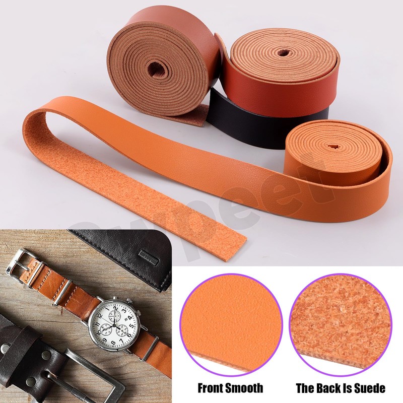 Swpeet Brown 1 Inch Wide 80 Inches Leather Strap, Single