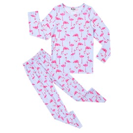 Jxstar - Pijama de algodón para niñas, diseño de sirena/unicornio, Flamingo, 8-9 Años
