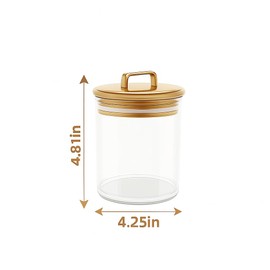 Gold Candy Jar with Lid – 16oz Decorative Clear PET Jar for Office Desk, Kitchen, or Bathroom – Cute Storage Container, Canister for Kitchen and Desk Organization