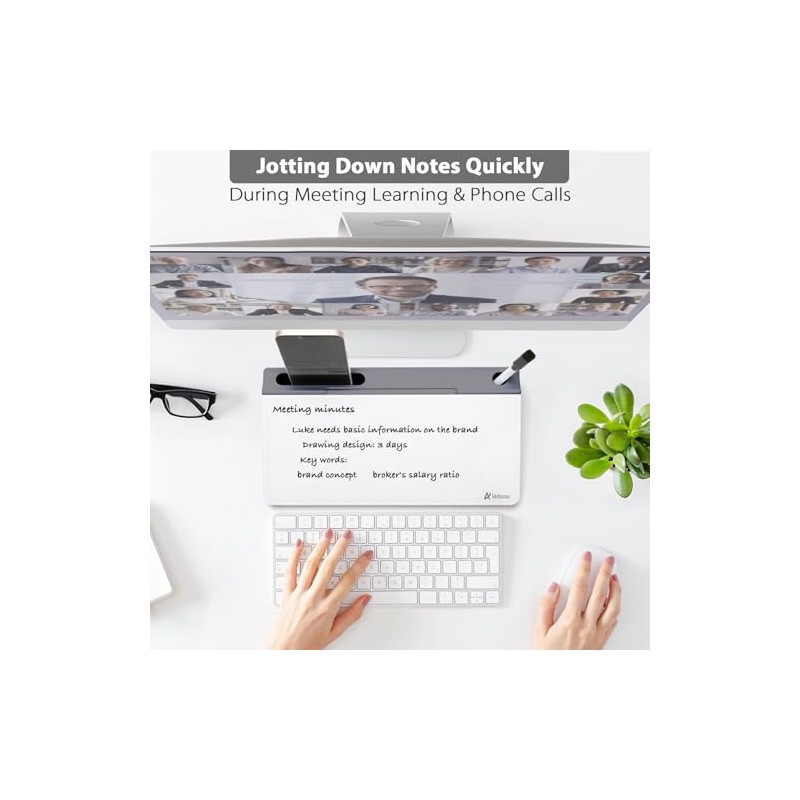 Varhomax Glass Desk Buddy Whiteboard with Storage
