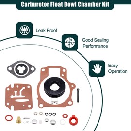 OXCANO 398729 396701 392061 Carburetor Repair Kit with Float Compatible with Johnson Evinrude 18 20 25 28 30 35 40 45 48 50 55 60 65 70 75 HP Replaces 18-7222 18-7042 9-37107
