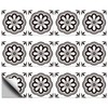 CHGCRAFT 36pc Black Floral Pattern Tile Stickers Waterproof Tile Stickers