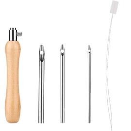 Punch Embroidery Kit Embroidery Punch Needle Threader Tool, 5Pcs Punch Needle Tool Includes Metal Punch Needle Tips Handle Punch Needle Threader Punch,Embroidery Punch Needle Sewing Punch Needle Tool