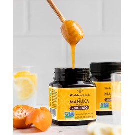 Wedderspoon Raw Premium Manuka Honey, 400+ MGO, 8.8 Oz, Unpasteurized New Zealand Honey, From Our Hives to Your Home