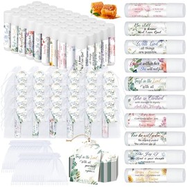 Juego de 50 regalos religiosos cristianos a granel para mujeres, bálsamo labial cristiano a granel para iglesia, fiesta, versículo bíblico, bálsamo labial con escritura de fin de año, regalo inspirador para compañeros de trabajo, empleados, profesores, mamá
