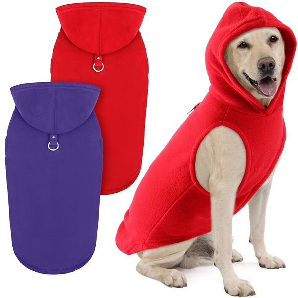 Abbylike 2 Pcs Dog Hoodies with Leash Hole and Pocket