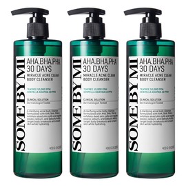 Some By Mi AHA BHA PHA 30 Days Miracle Acne Clear Body Cleanser Eucalyptus Leaf Oil Scent, 400g, 3 Pieces / 썸바이미 아하 바하 파하 30데이즈 미라클 아크네 클리어 바디 클렌저 유칼립투스잎오일 향, 400g, 3개