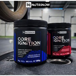 Pre Workout, Pre Entreno CORE IGNITION by NUTRINOW, sabor Blueberry-Granada, 30 servicios de 12g c/u, total 360g