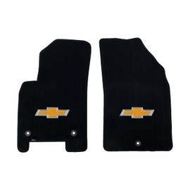 Lloyd Mats Custom-Fit Carpeted Floor Mats Premium Luxury Car Floor Liners for Chevy Spark EV 2014-2016 - 3D Gold Bowtie (Charcoal, 2PC - Fronts)