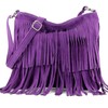 Kitise Womens Bright Colour Real Italian Suede Leather Fringe Shoulder