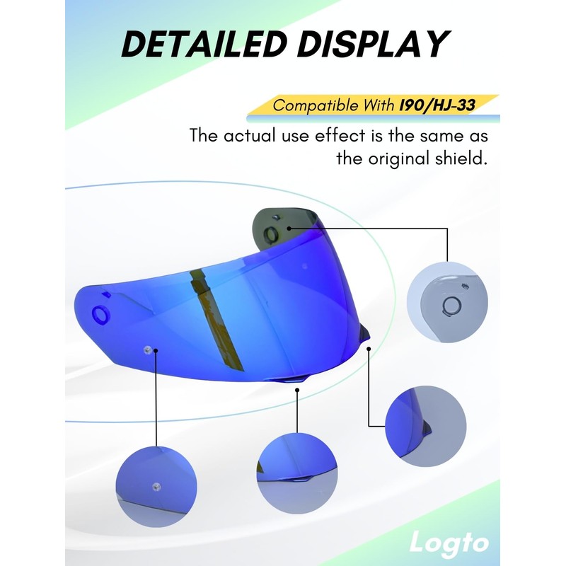 Logto Compatible With HJC i90 Helmet Visor Replacement HJ 33
