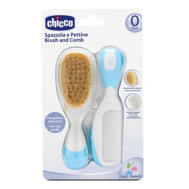 Chicco Brush and Comb Light Blue Color with Natural Hair 06569-20