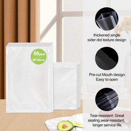 Bonsenkitchen VB3213 Vacuum Sealer Bags, 50 Bags, 20 x 30 cm, Professional Foil Bags for All Vacuum Sealers, Vacuum Bags for Food, Sous Vide Freezer Bags, Welding Bags, BPA-Free