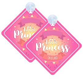 Princess Baby on Board Sign for Car Twin Pack 2pcs Kids Safety Warning Car Sign Princess023 Design
