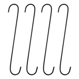 HARFINGTON 4pcs Long S Hooks 12 Inch Extra Long Metal S-Shaped Hanging Hooks High Manganese Steel S Hanger Storage Organizing Tool for Kitchen Garden Bathroom Garage Closet, Black