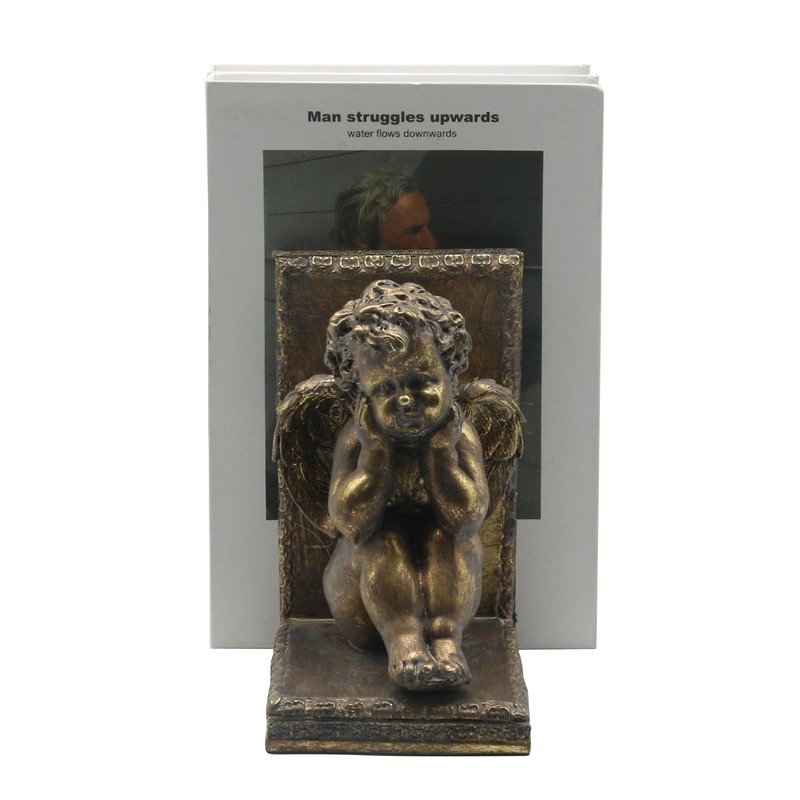 Lukitas Angel Book Ends, Heavy Duty Decorative Bookends, Nonskid Book