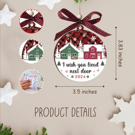 I Wish You Lived Next Door Ornament, Neighbor Christmas Ornaments, Best Friend Christmas Ornaments, 2 Layer Wood Neighbor Ornament, for Neighbors, Awesome Neighbor Gift for Women