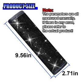 GAOLAOSY 2PCS Bling Car Seat Belt Shoulder Pads, Rhinestone Auto Seatbelt Cushion, Vehicle Seat Strap Cover for Women, Car Interior Decoration Accessories for Truck, SUV (Black)