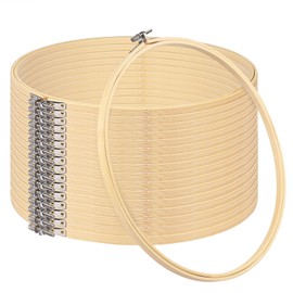 GNIEMCKIN 17 PCS Bamboo Embroidery Hoops Set, 12 Inch Adjustable Cross Stitch Rings in Bulk for Needlework, Sewing and Crafts, with Easy Loosen Tighten Mechanism, Ideal for Gifting and Decorating.