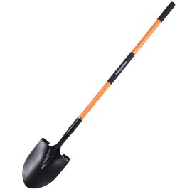 Heavy Duty Garden Shovel, 58-Inch Long Handle, Steel Head with Orange Fiberglass Handle