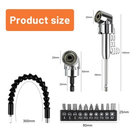 Doksvp 13-Piece Angle Screwdriver Attachment Adapter Set, 105° Angle Drill Attachment, Angle Attachment for Cordless Screwdriver, with Flexible Shaft, 1/4 Inch Hex Shank, for Garage, Construction