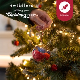 THE TWIDDLERS - Pack of 12 Clear Plastic Baubles - 8cm Fillable Ornaments - DIY Transparent Christmas Decorations and Hanging Balls
