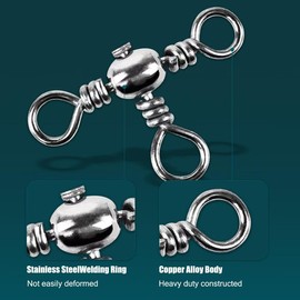 Keencatch 3 Way Swivel 50PCS, Three Way Barrel Fishing Swivels Saltwater, Crossline Swivels Triple Fishing Swivels, Surf Fishing Rig
