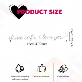 HQRNYP 3PCS Drive Safe, I Love You Drive Safe Mirror Sticker, Cute Car Stickers for Womens, Car Interior Accessories Rearview Mirror Decal Universal Fit Window, Mirror, and Water Bottle (White)