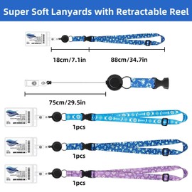 3-Piece Card Set Lanyard, Retractable Lanyard, Waterproof Lanyard, Work Permit Lanyard, Suitable for Nurses, Teachers, Students and Office Workers