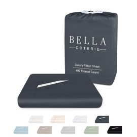 Bella Coterie Luxury Bamboo Queen Size Fitted Sheet | 100% Organically Grown Bamboo Viscose | Ultra Soft | Cooling for Hot Sleepers | 18" Deep Pocket [Charcoal Grey]