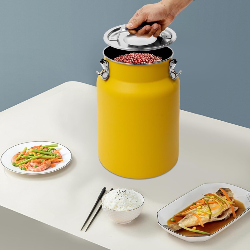 Rice Storage Container, Stainless Steel Airtight Canister 3.2Gal Canisters Container