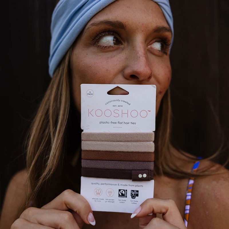Kooshoo Plastic-Free Hair Ties - Earth Tints, 5 Pack