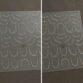 Nail Stickers 3D Line Chain Nail Stickers, Gold Silver Beads French Seal, Self Nail Art Just Stick, Set of 2
