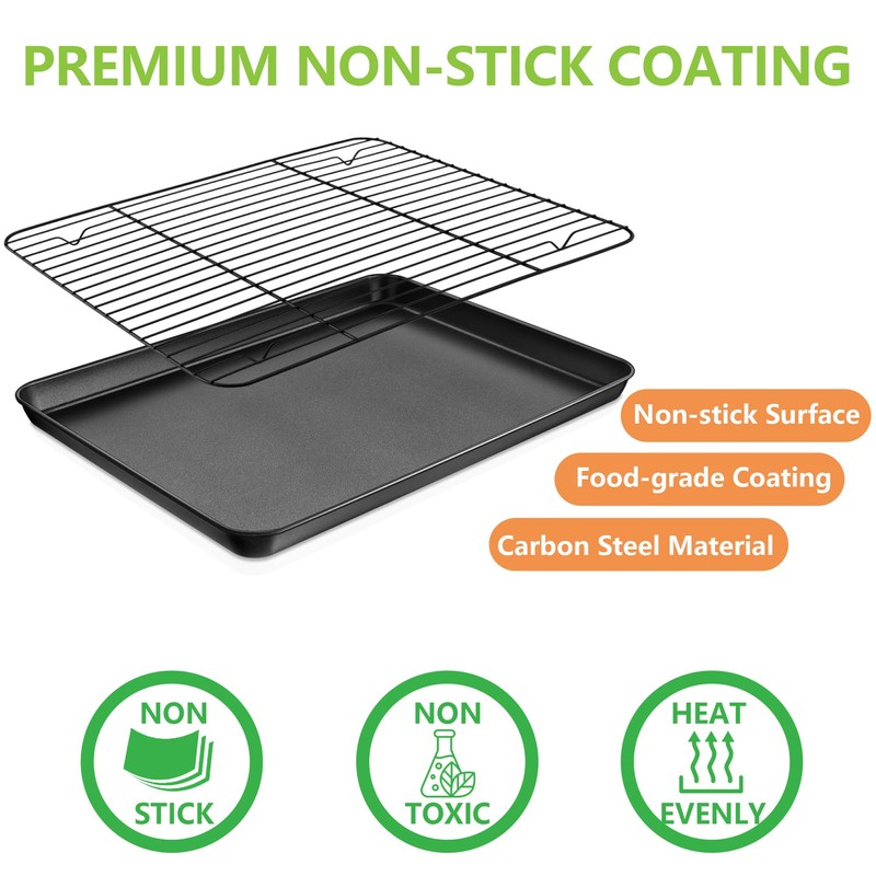 E-far Nonstick Baking Sheet with Rack Set, 16 x 12