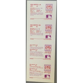 1991 Mother’s Cookies Ken Griffey Sr. Jr. Father & Son 4 Card Set UNCUT SHEET NM