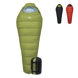 TETON Sports LEEF Ultralight Mummy Sleeping Bag Perfect for Backpacking, Hiking, and Camping; 3-4 Season Mummy Bag; Free Stuff Sack Included, Moss/Sky