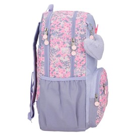 Enso So Pretty Polyester School Backpack Multi Pockets and Compartments Wide Ergonomic Padded Shoulder Straps Pink, multicoloured, Double Backpack
