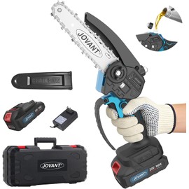 Jovant 6 Inch Mini Chainsaw Cordless, Lightweight Handheld Tree Trimmer & Branch Cutter, Battery Powered with Safety Lock, Electric Chainsaw for Tree Trimming Wood Cutting Pruning