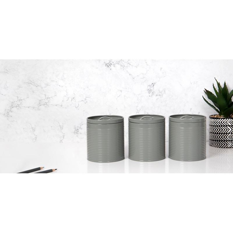 KitchenCraft Storage Canisters, Grey, 3 Pieces, Gift Boxed
