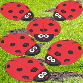 Landical 6 Pcs Ladybug Stepping Stone Garden Stepping Stones Walkway Decorative Stone for Garden Decor Outdoor Flower Beds Yard Decorations
