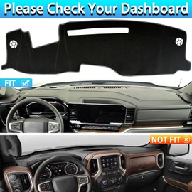 CIMOF Dash Cover Mat for Chevy Silverado/GMC Sierra 1500 Accessories 2022-2025, UV Protection & Non-Slip Dashboard Decorative Interior for 2024 2025 Silverado/Sierra 2500HD 3500HD (Black Trim)