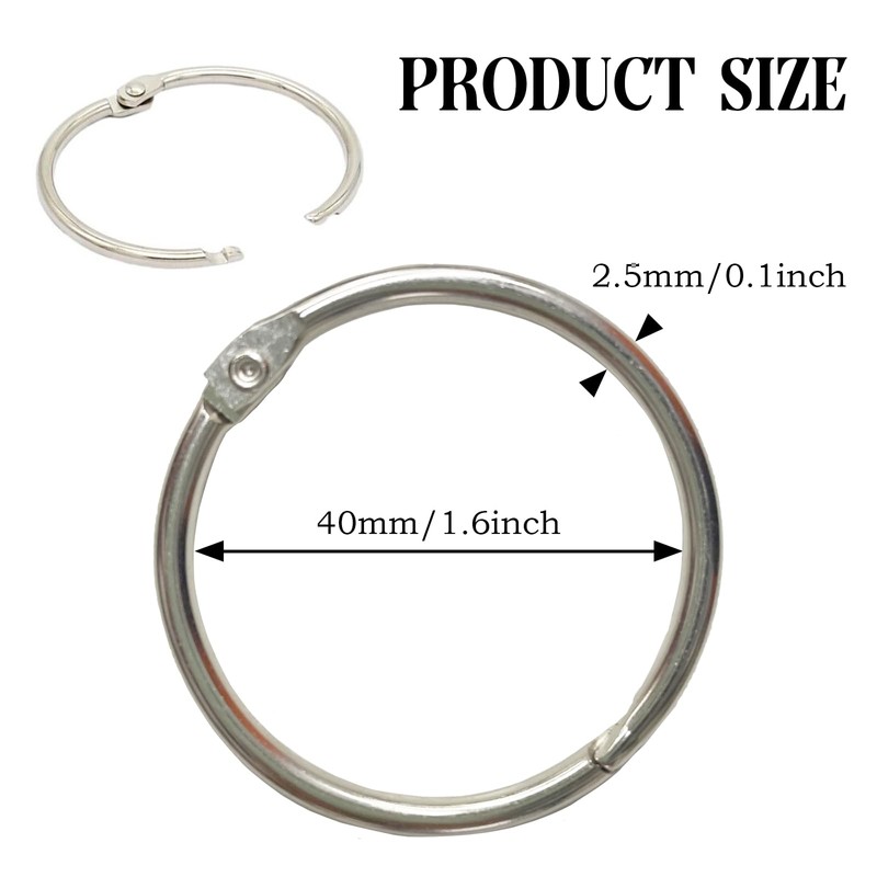 SUPERDANT 2Pcs Iron Loose Leaf Book Binder Hinged Rings Keychain