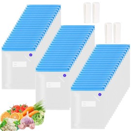 Sous Vide Bags 60pcs Reusable Vacuum Sealer Bags with 4 Sealing Clips, Reusable Vacuum bags for Food Storage and Sous Vide Cooking (10.2x11 Inch)