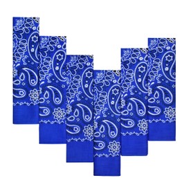 Bandanas para hombres y mujeres, paquete de 6 pañuelos 100% algodón con cabeza de vaquero, Azul Real, L
