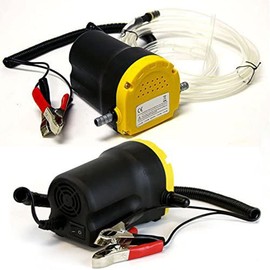 ZONADAH 12V 60W Oil Pump Set Oil Change Extractor Diesel/Oil Fluid Transfer Pump Suction Pump with Pipes & Recoil DC Cable Alligator Clips for Trucks Boats Cars Rv Generators