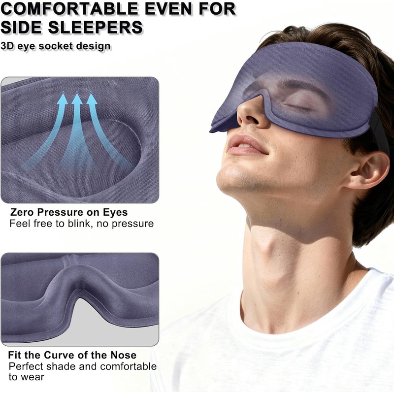 2 Piezas Antifaz para Dormir, Antifaz 3D Con Oscurecimiento Total