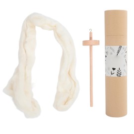 Wooden Spindle, DIY Yarn Spinning Set with Wool Top, Fine Workmanship, Yarn Spindle, Beater Spinning Wheel, Sewing Accessories for Beginners, Wool Yarn Making Tool