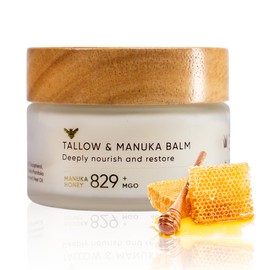 Cinder Brands Organic Grass-Fed Beef Tallow Balm 4 oz – With Manuka Honey, Balm for Face & Body, Eczema Relief Cream, Moisturizer for Dry Skin, Pure Unscented Tallow Face Moisturizer.